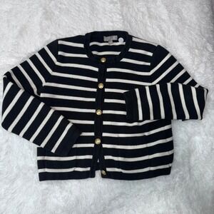 J. Crew Black and White Striped Cardigan